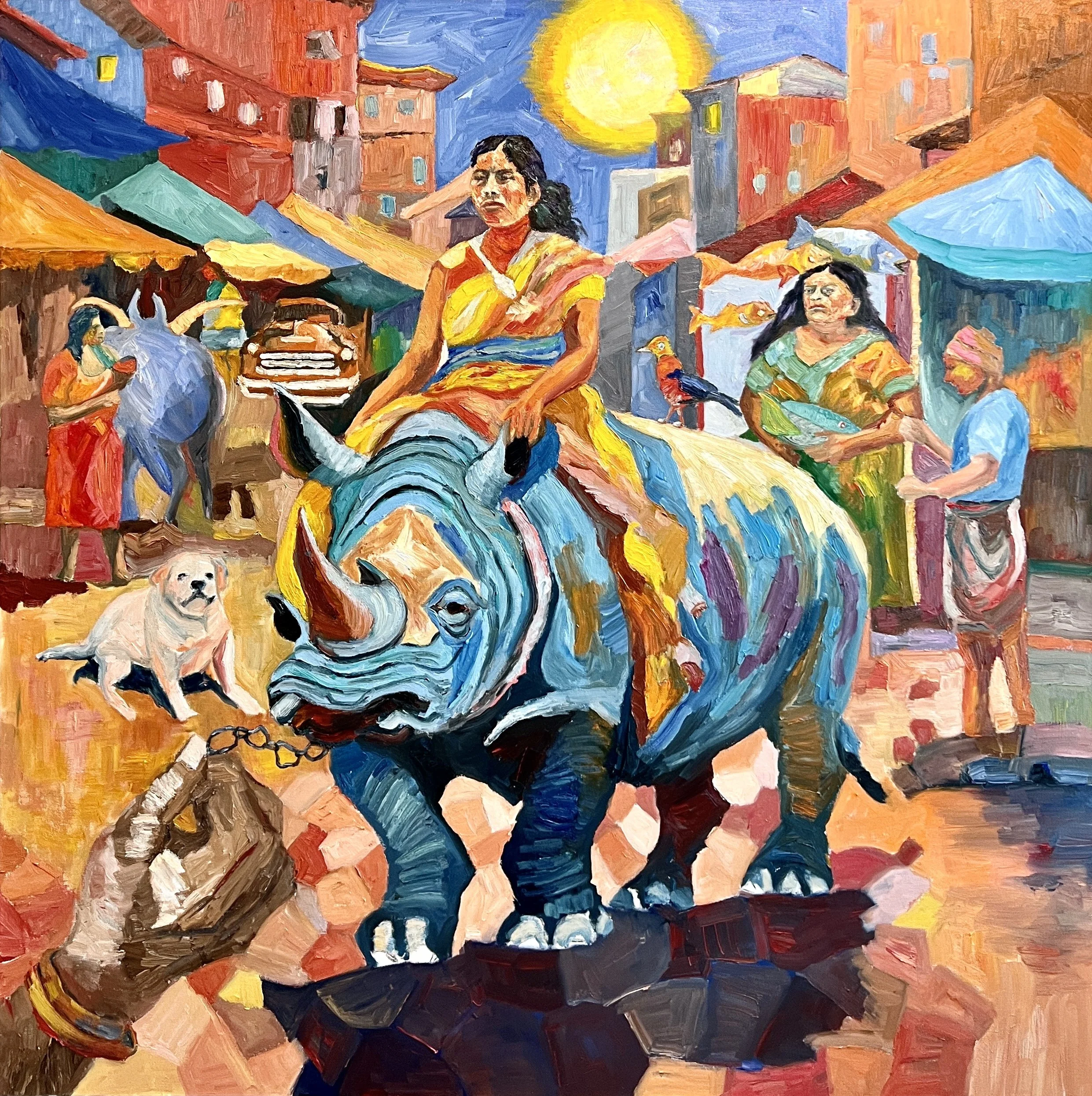Title: Easy Rider / 
Medium: Oil on Stretched Canvas /	
Size: 48x48 inches / 	
SOLD