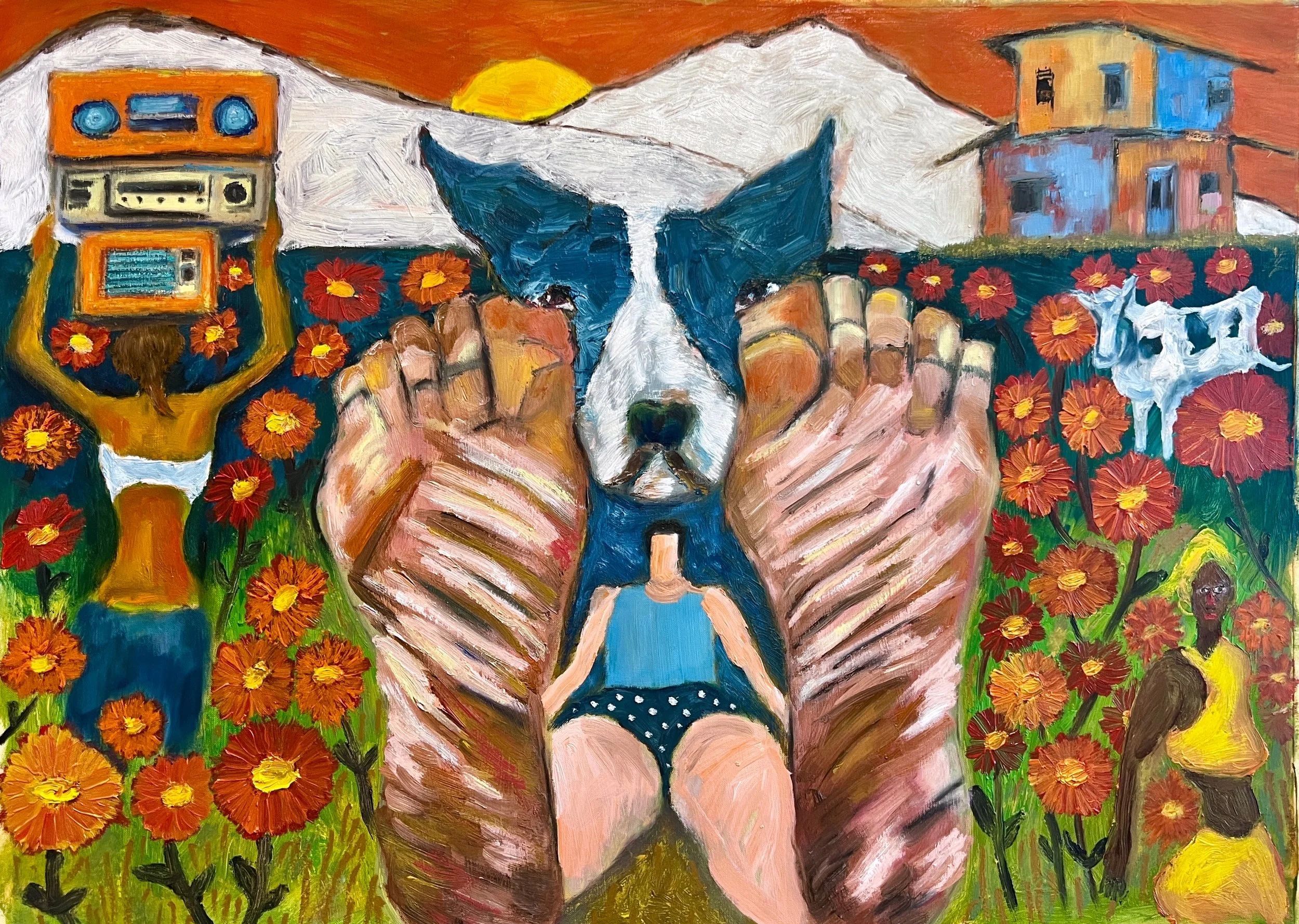 Title: Almost There / 
Medium:  Oil and Oil Pastel on Paper /	
Size: 18x26 inches plus frame/ 	
SOLD