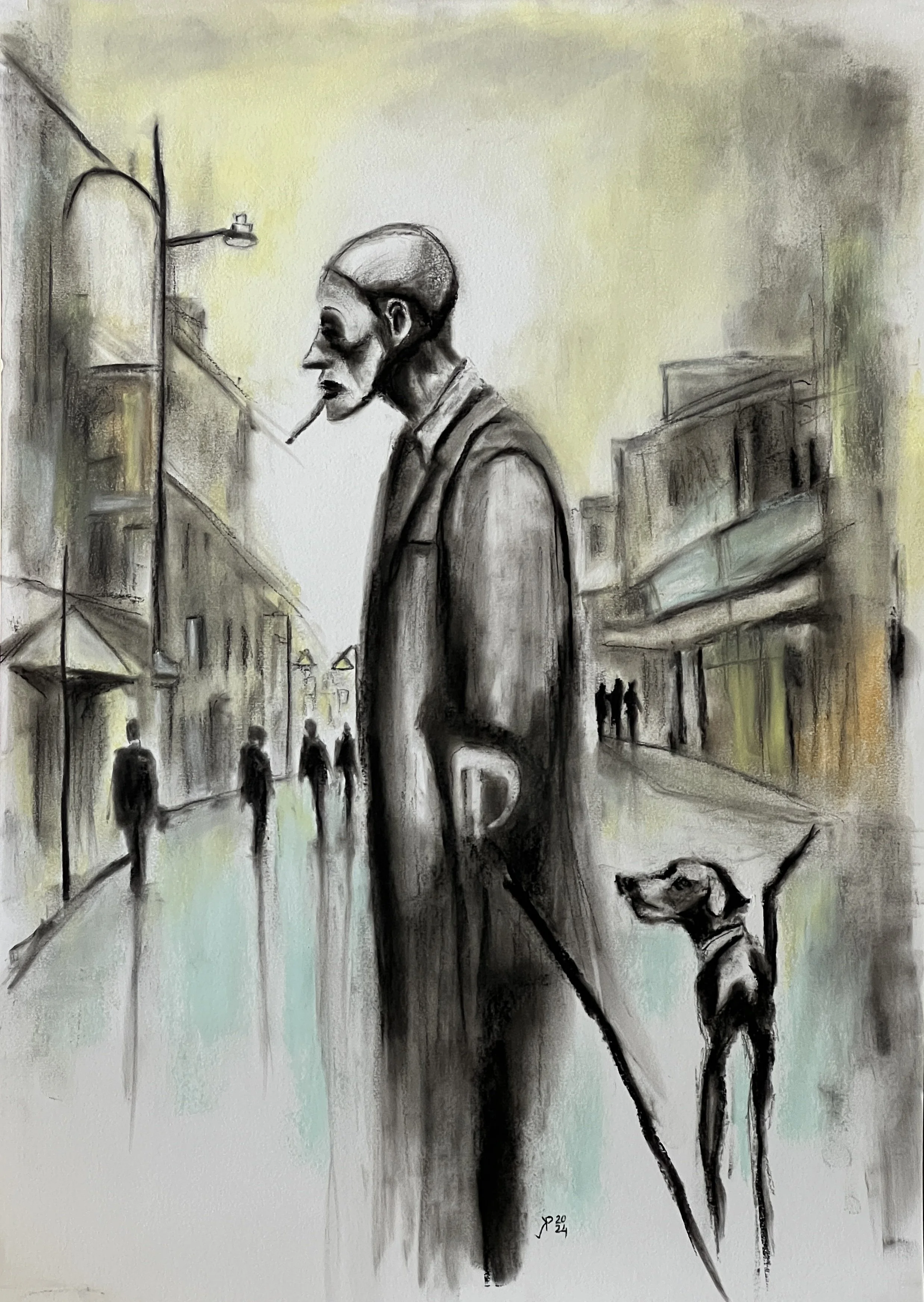 Title: Not Alone / 
Medium: Charcoal and pastel on paper /
Size: 16x24 inches/ 	
Price: Rs. 22,000 /
AVAILABLE