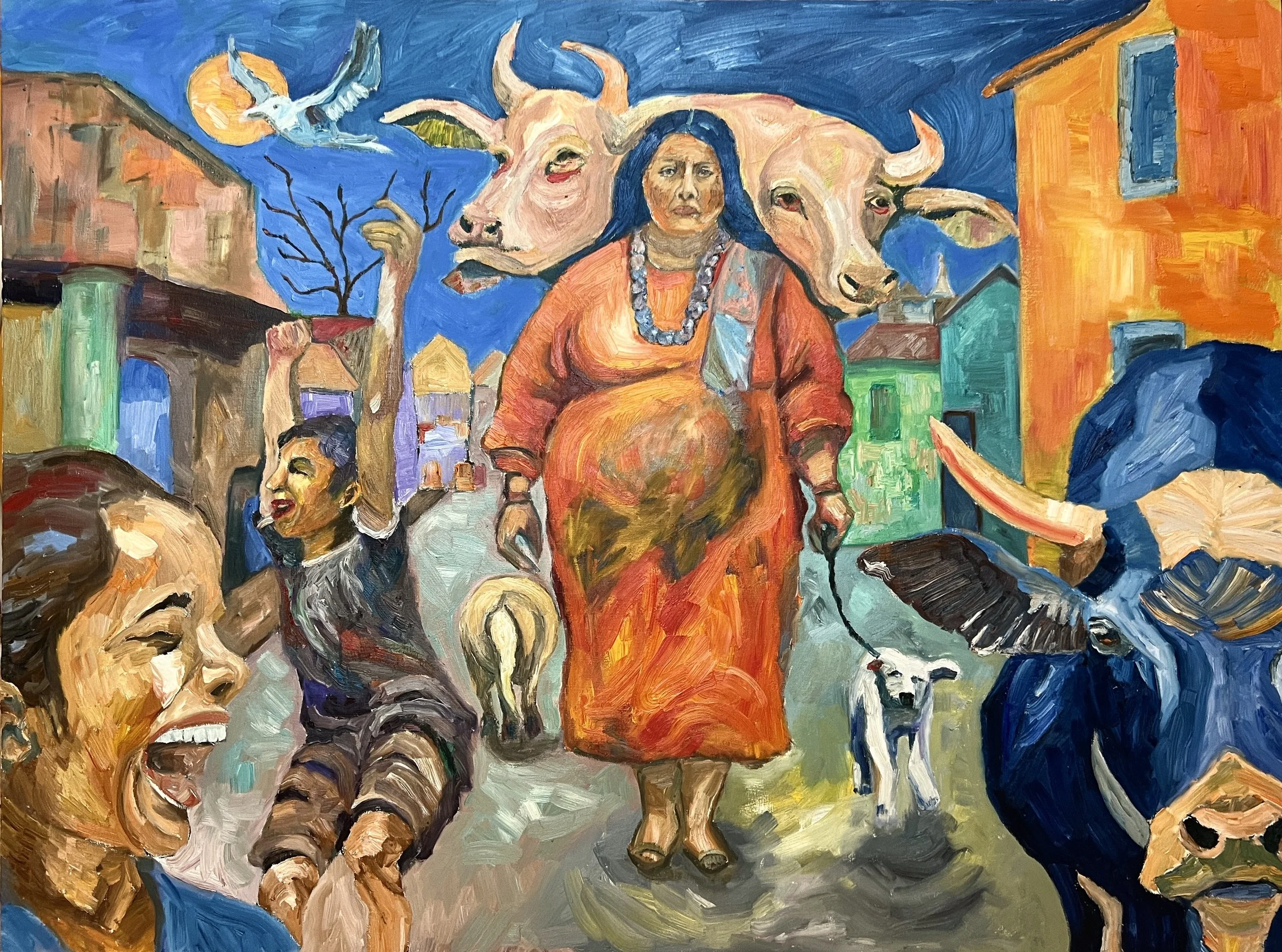 Title: No Beef / 
Medium: Oil Paint on Stretched Canvas /	
Size: 36x48 / 	
Price: Rs. 1,05,000 /
AVAILABLE