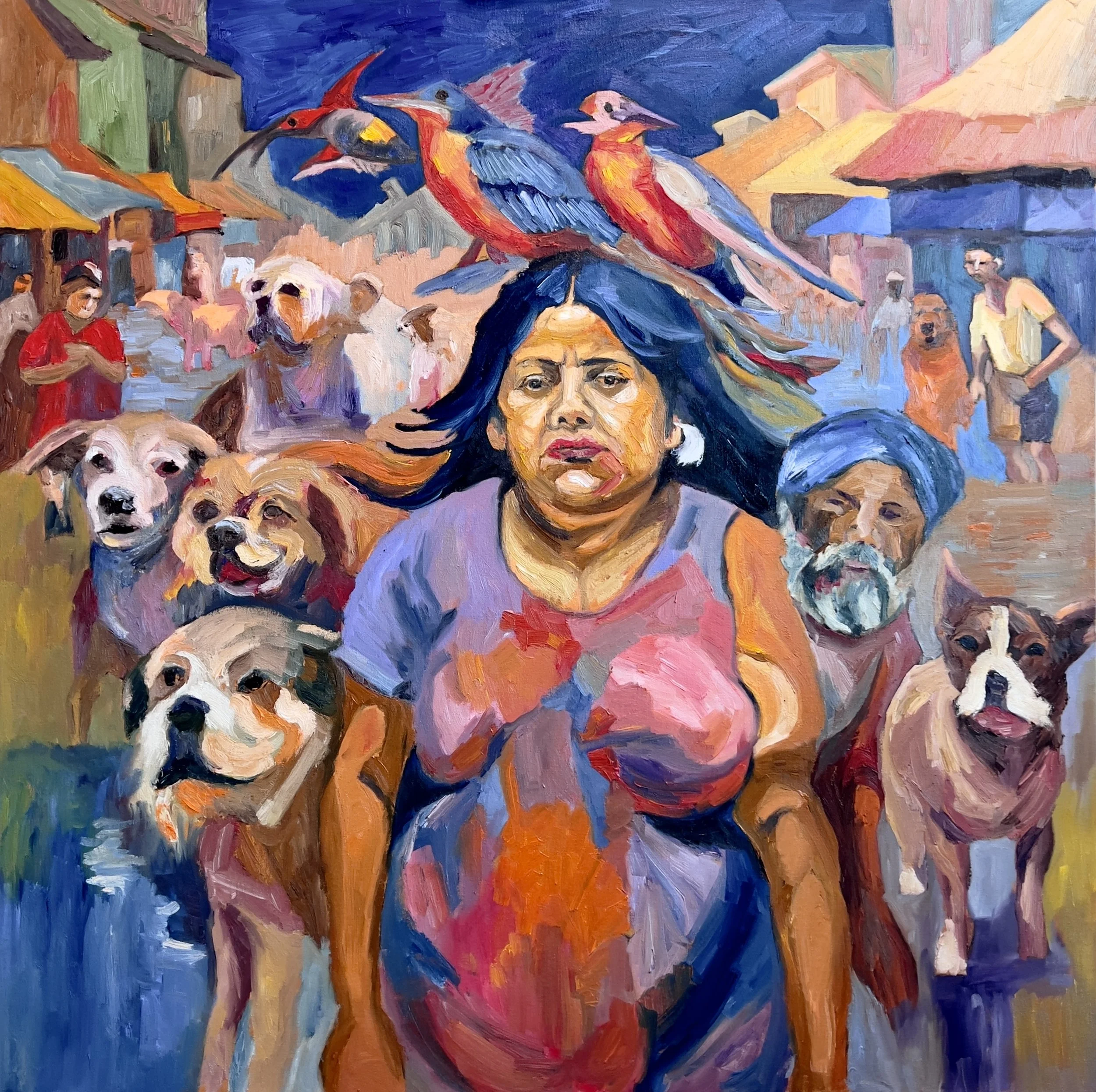 Title: Friend's Circle / 
Medium: Oil Paint on Stretched Canvas /	
Size: 40x40 / 	
Price: Rs. 87,000 /
AVAILABLE