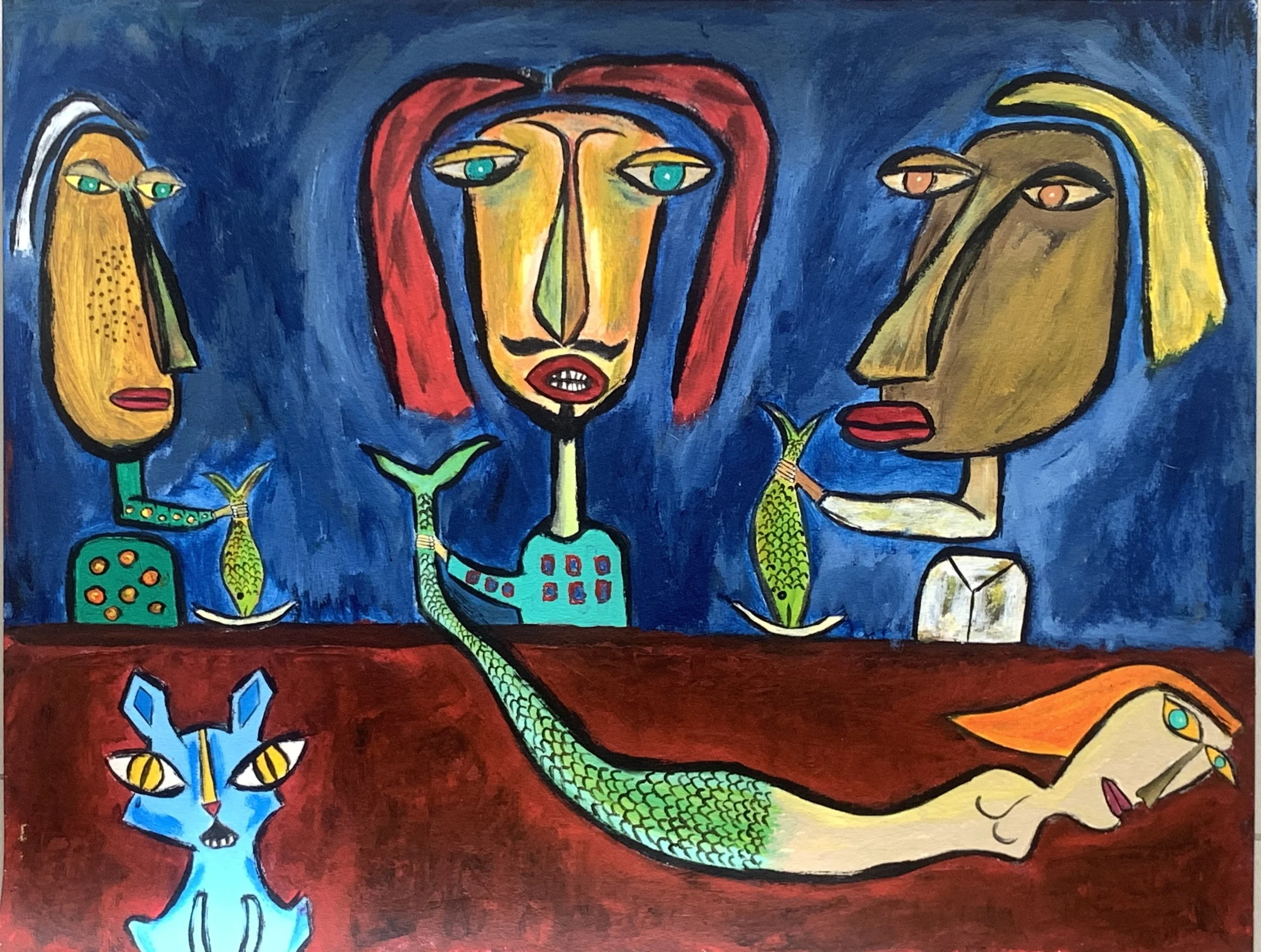 Title: Pescatarian 2018 / 
Medium: Acrylic on Paper /	
Size: 20x26 inches / 	
Price: Rs. 26,880 /
AVAILABLE