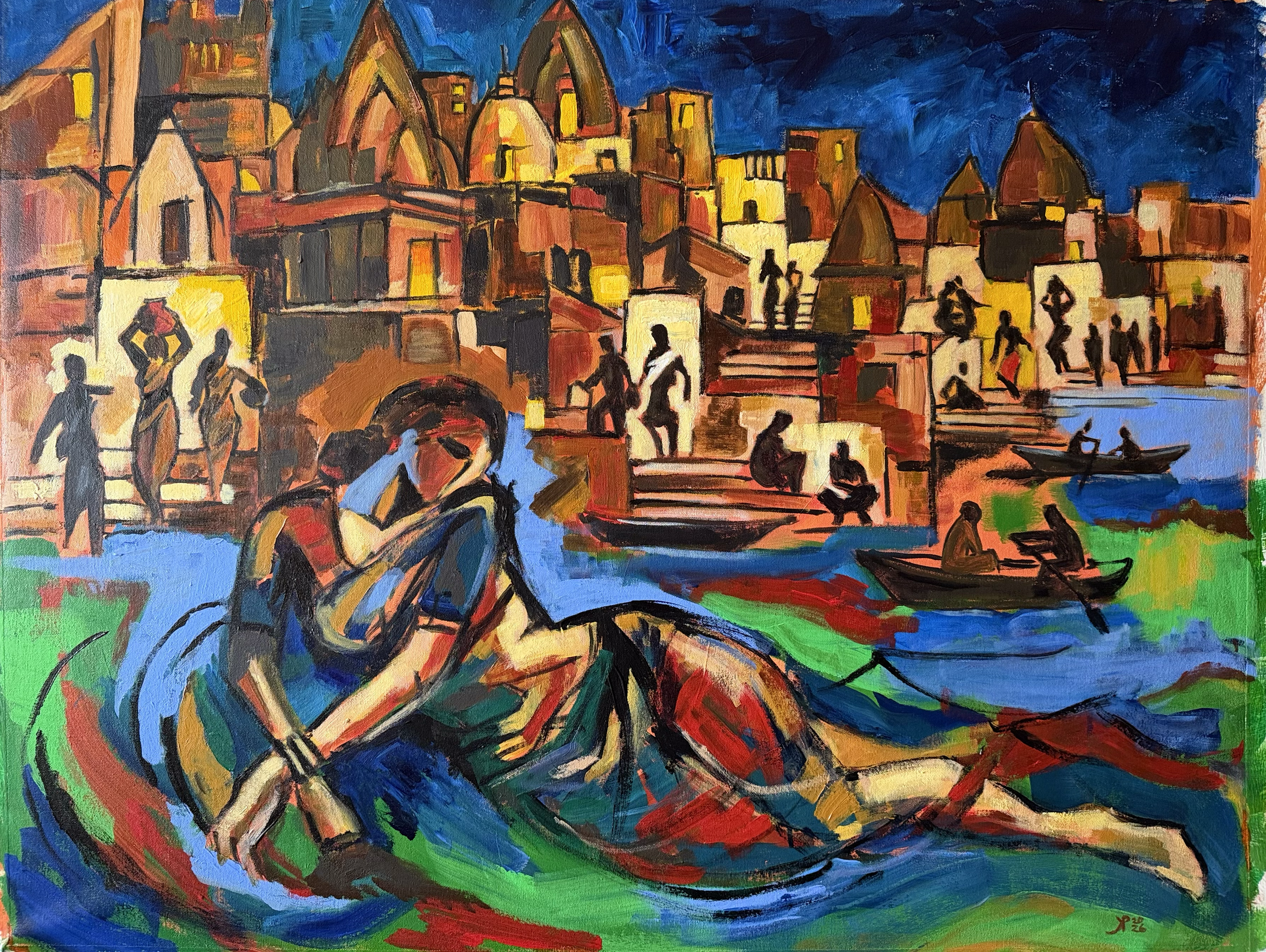 Title:  Holy Flow/ 
Medium: Acrylic on Canvas /	
Size: 30x40 inches / 	
Price: Rs. 66,000 /
AVAILABLE