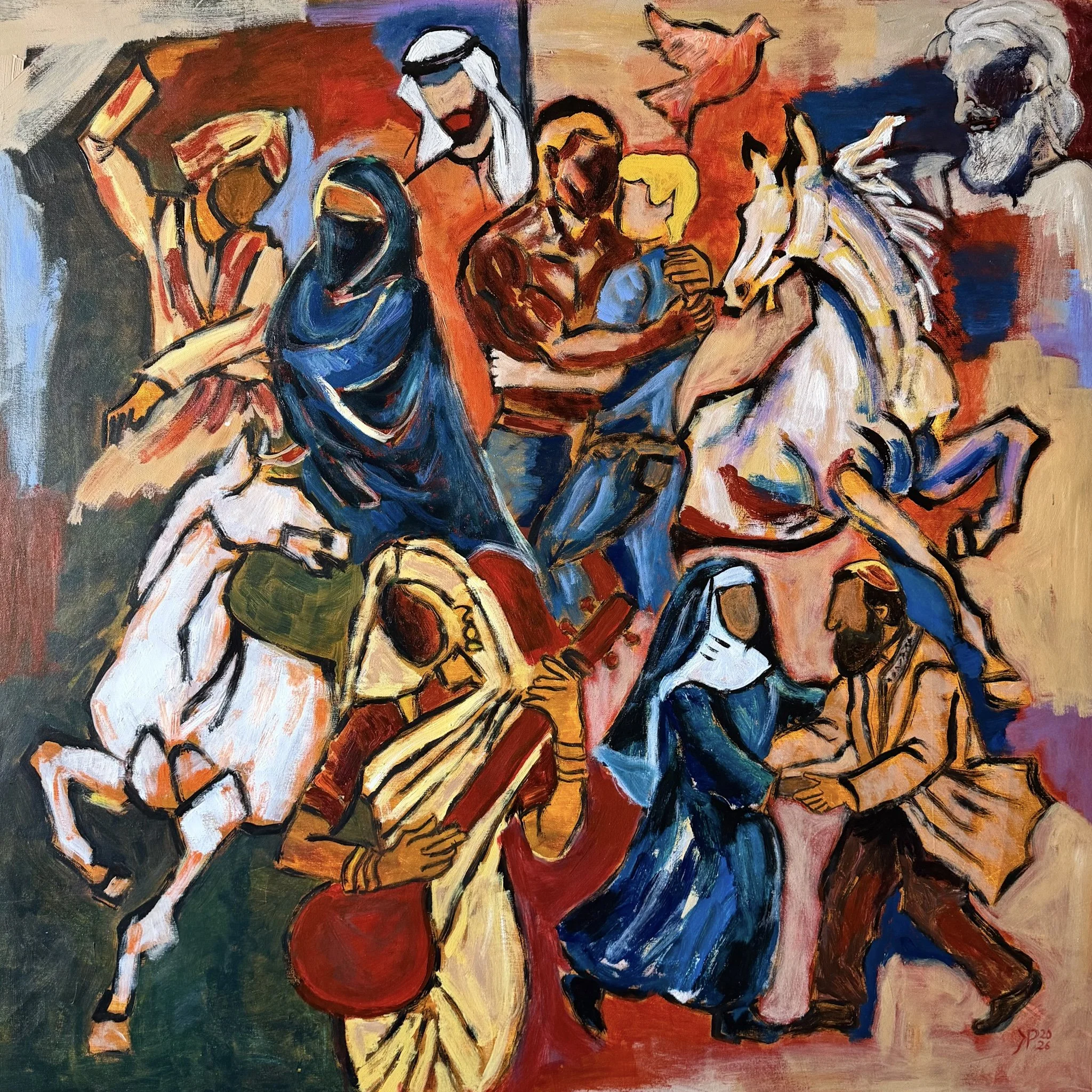 Title:  Blind Borders/ 
Medium: Acrylic on Canvas /	
Size: 36x36 inches / 	
Price: Rs. 72,500 /
AVAILABLE