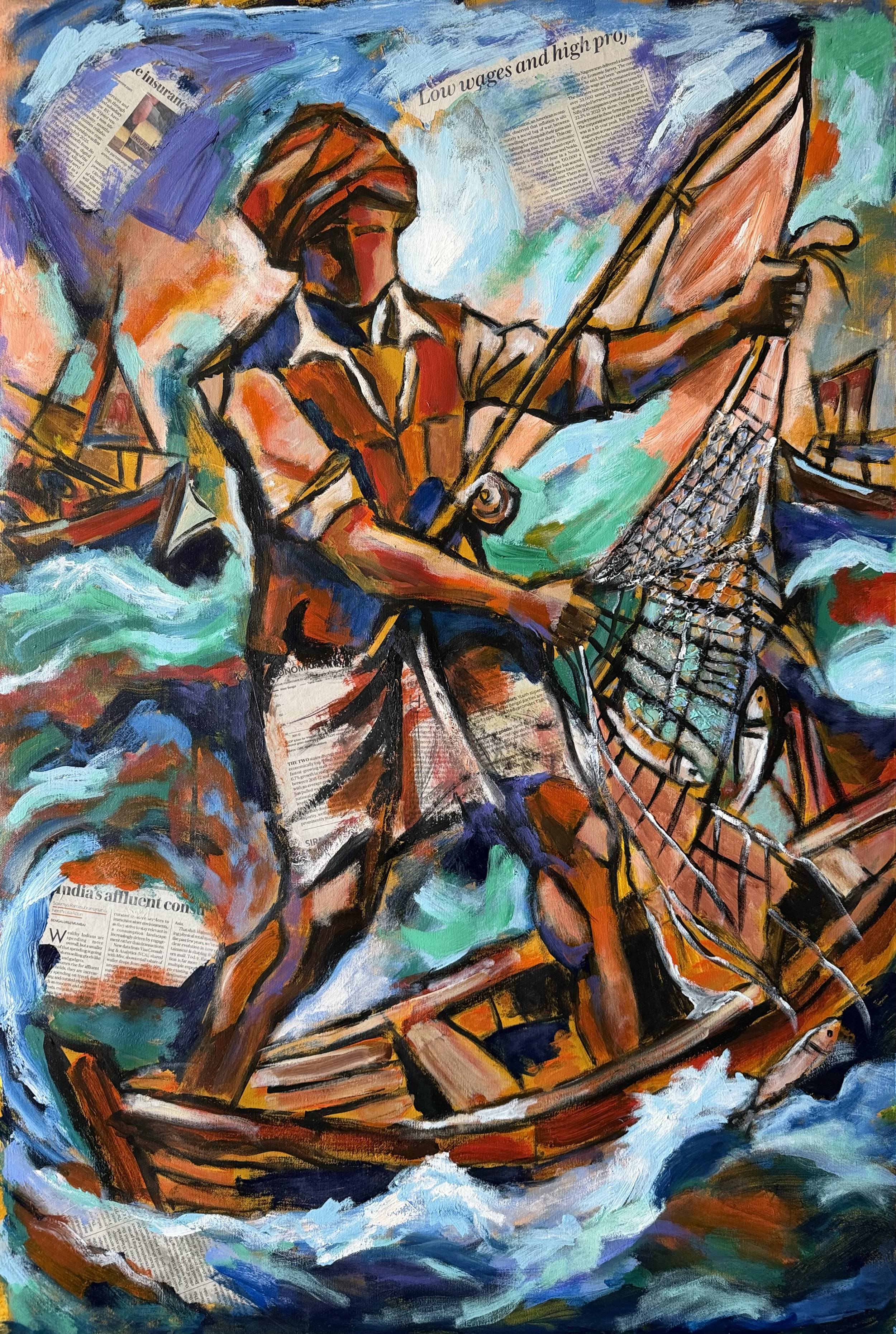 Title: Net Loss/ 
Medium: Acrylic on Canvas /	
Size: 27x36 inches / 	
Price: Rs. 54,000 /
AVAILABLE