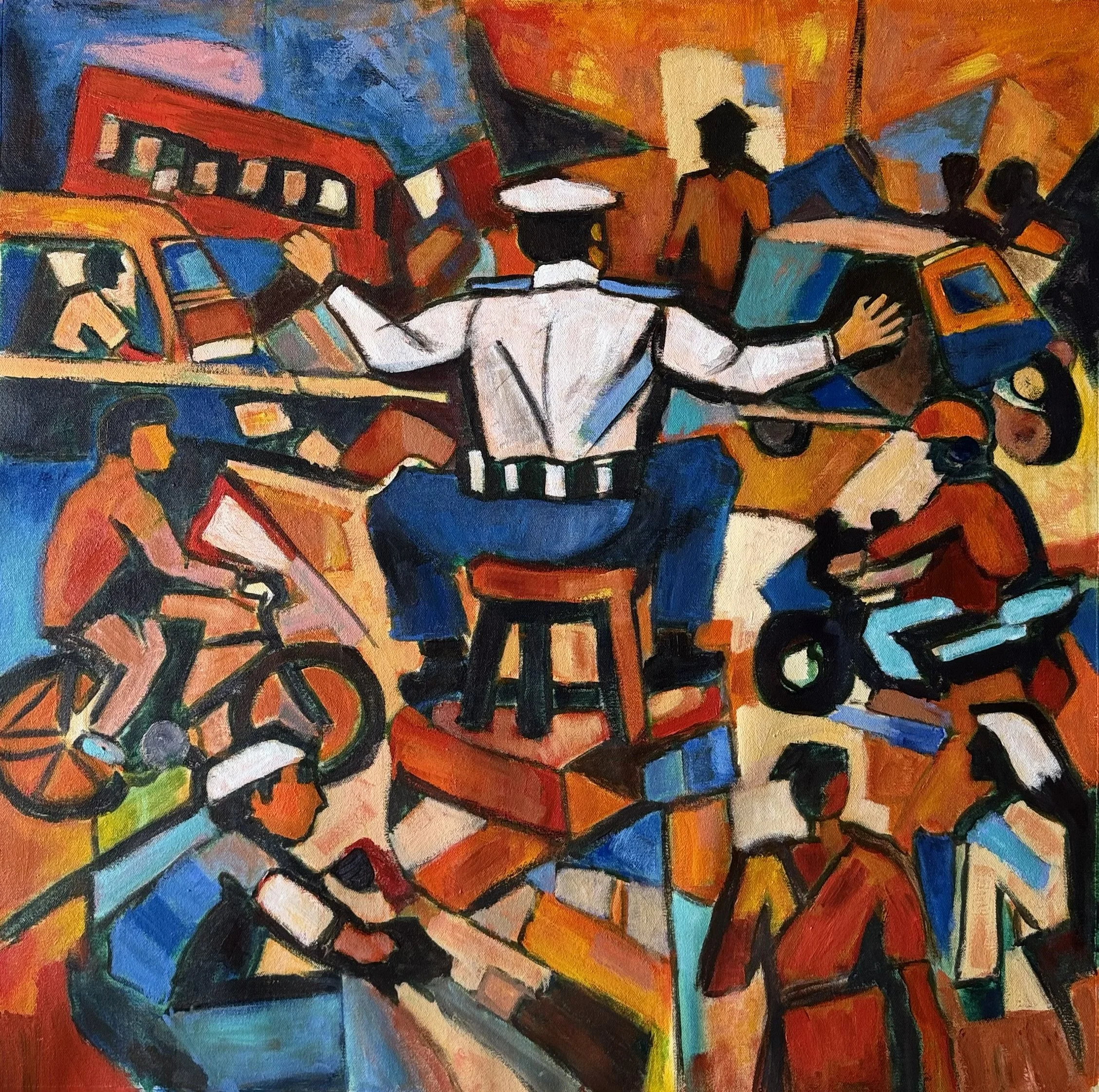 Title: Intersection / 
Medium: Acrylic on Canvas /	
Size: 31x31 inches / 	
Price: Rs. 53,000 /
AVAILABLE