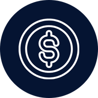 Icon of a dollar sign inside a circle, representing money or finance