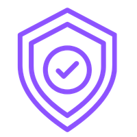 A shield icon with a check mark inside, representing security or protection.