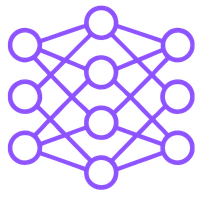 A digital illustration of a neural network with interconnected nodes in purple.
