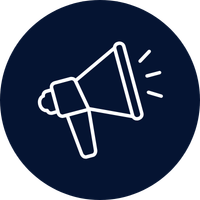 Outline of a megaphone icon with sound waves
