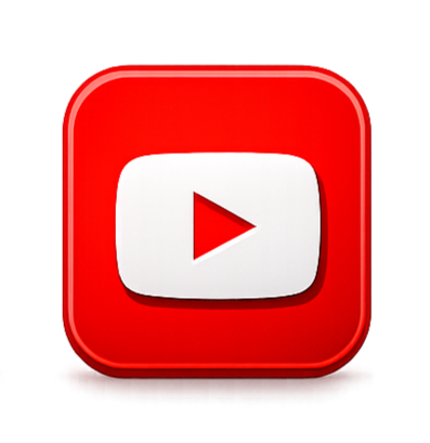Red YouTube play button icon with white triangle in the center.