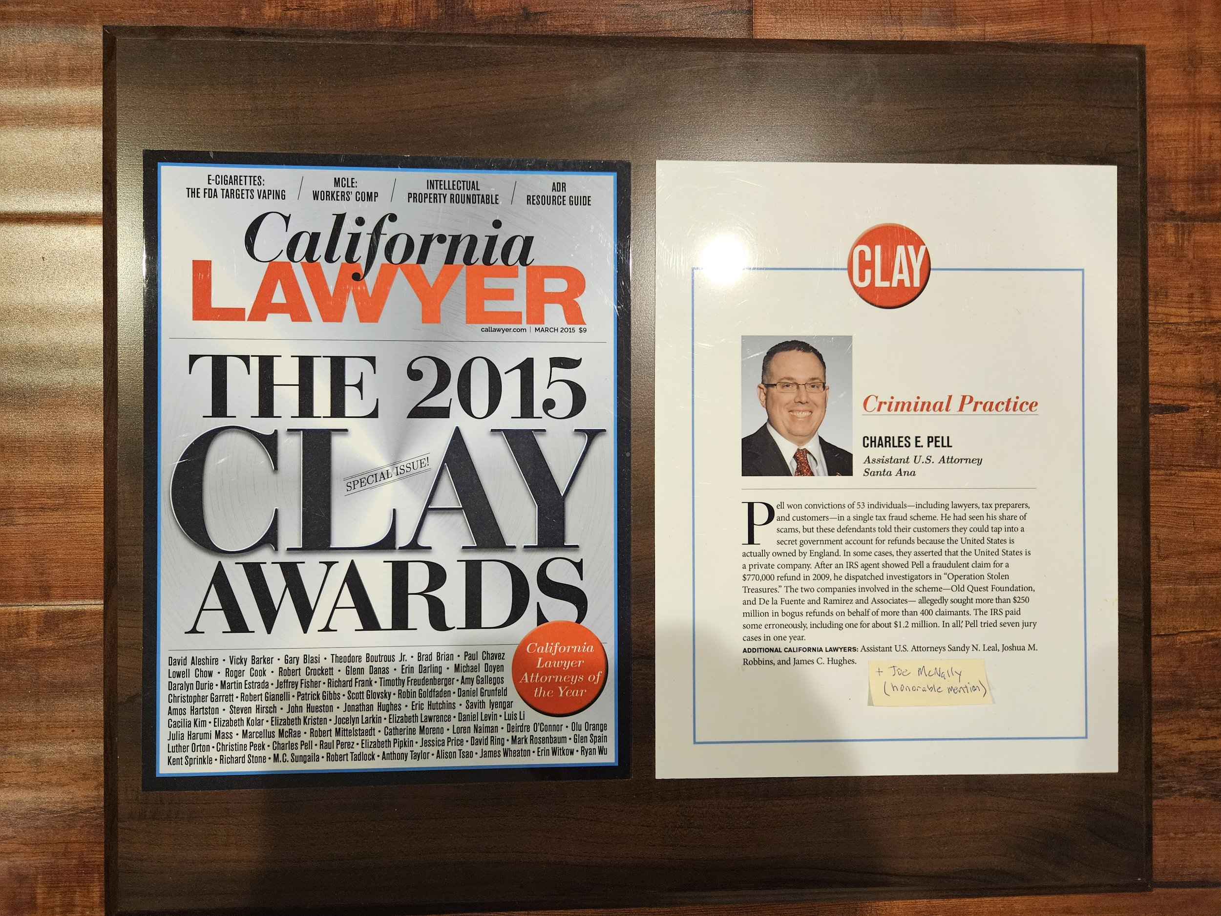 California Lawyer 2015 CLAY Award — Criminal Practice