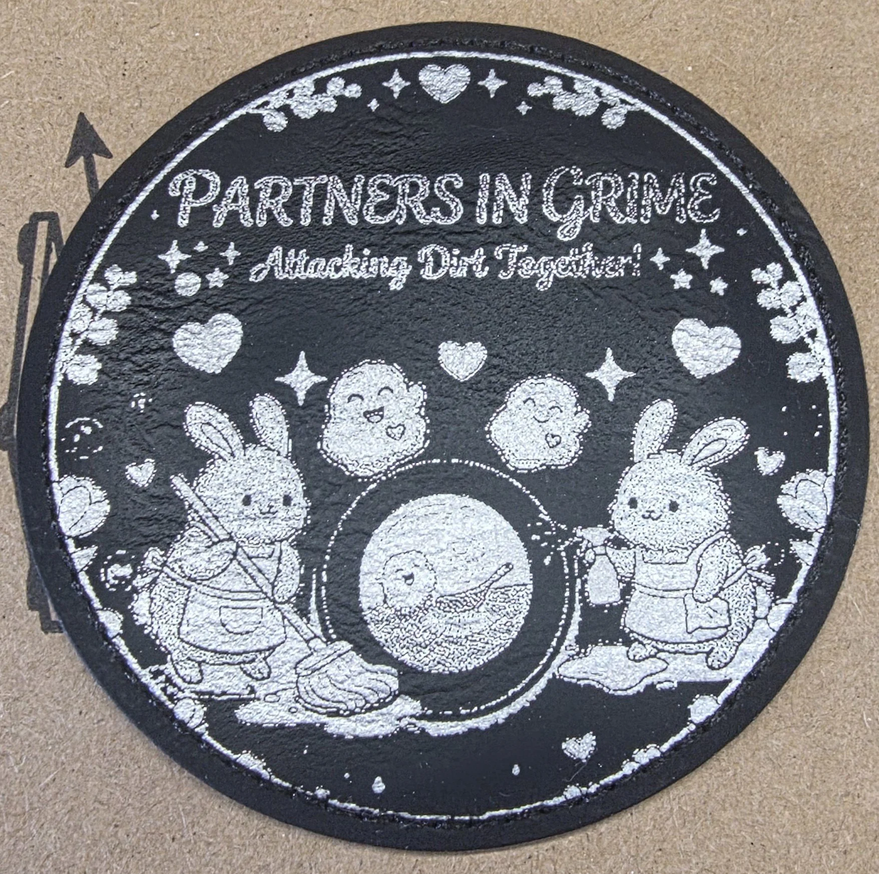Black/Silver Leatherette patch