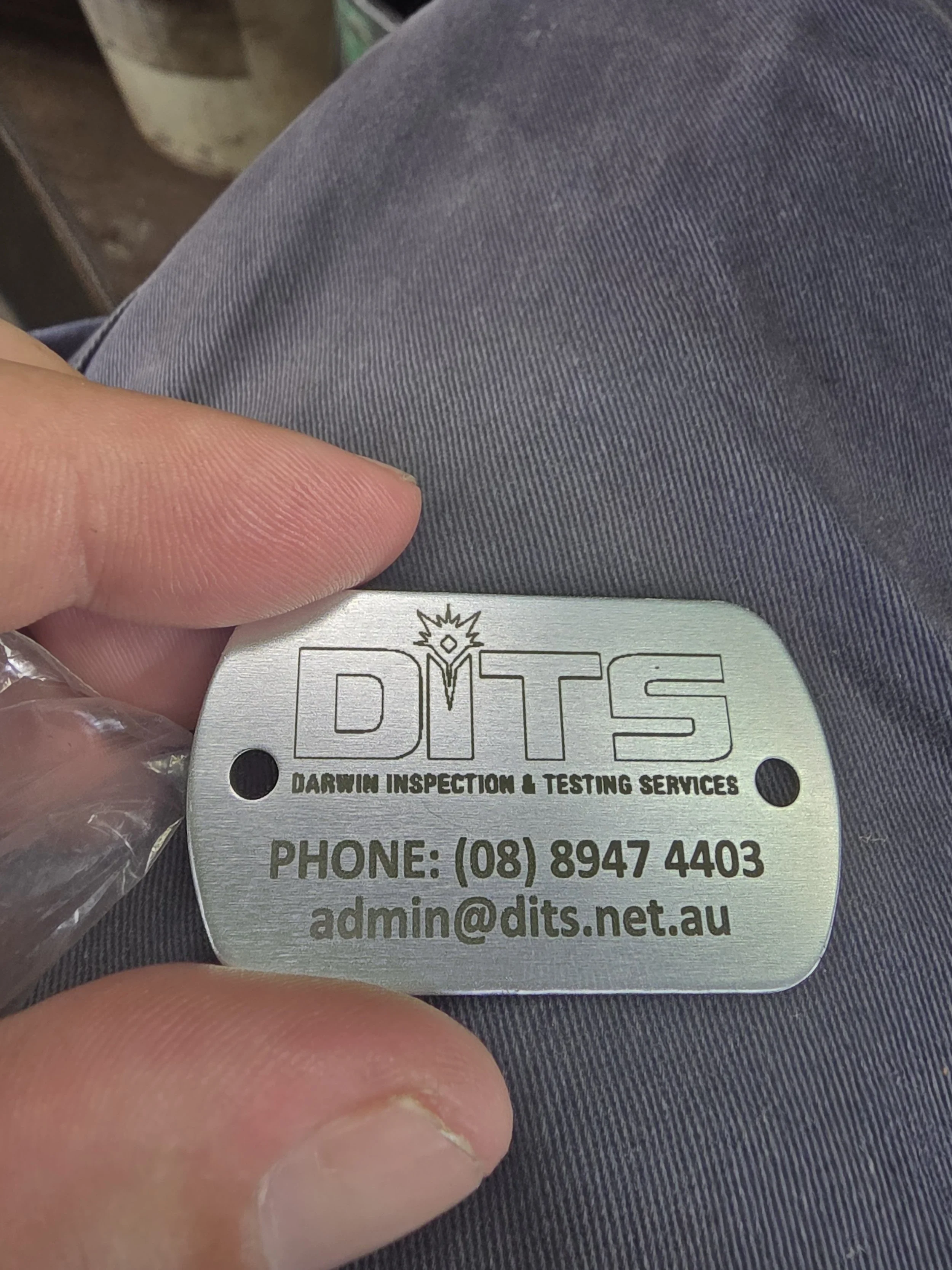 Aluminium Dogtag for asset marking - over 400 done for this job