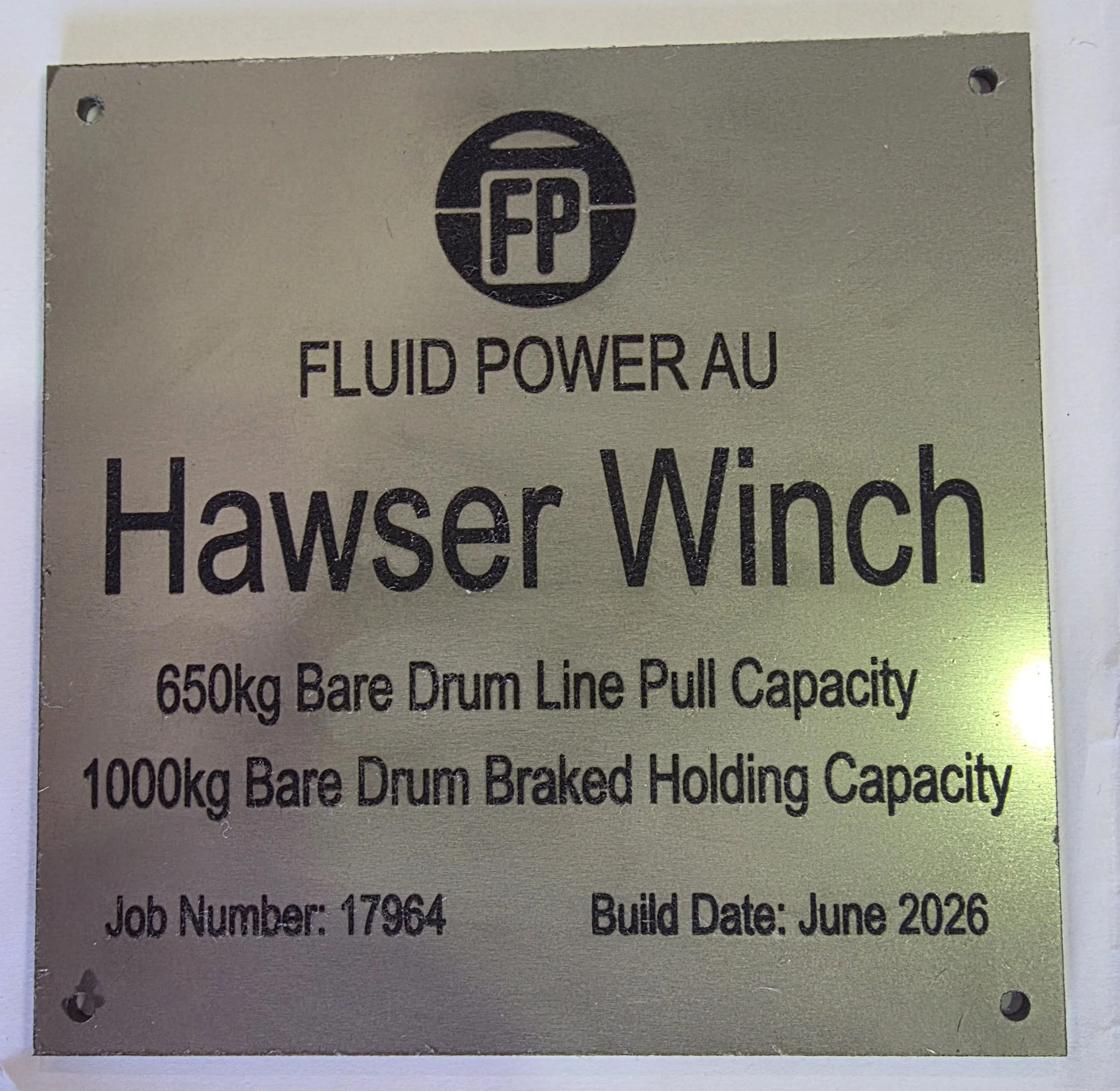 316 Stainless Steel - Customer supplied- Dataplate