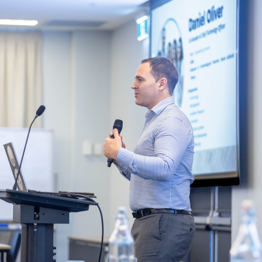 Daniel Oliver presenting Lālanga AI education and future-focused learning strategies for schools and organisations.