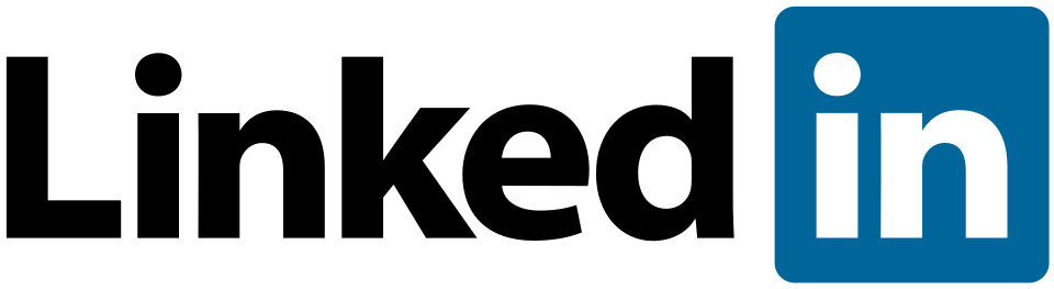 LinkedIn logo with blue background and white text.