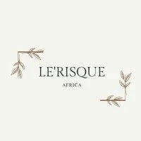 Minimalist logo with the words 'LE RISQUE AFRICA' surrounded by simple leaf illustrations.