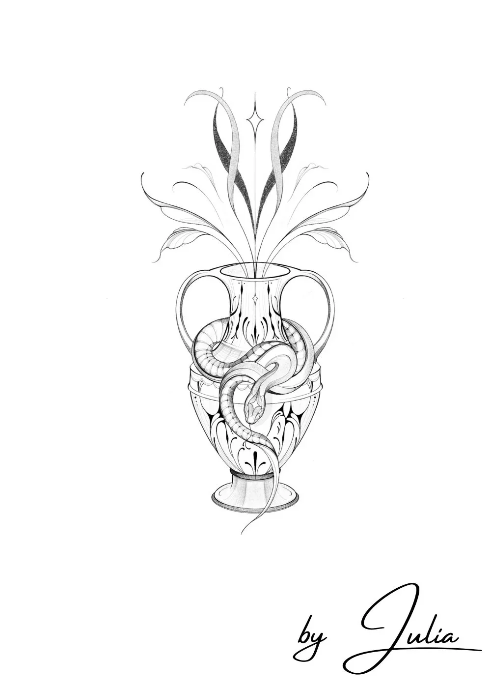Wanna-Do Motiv: Vase mit Schlange