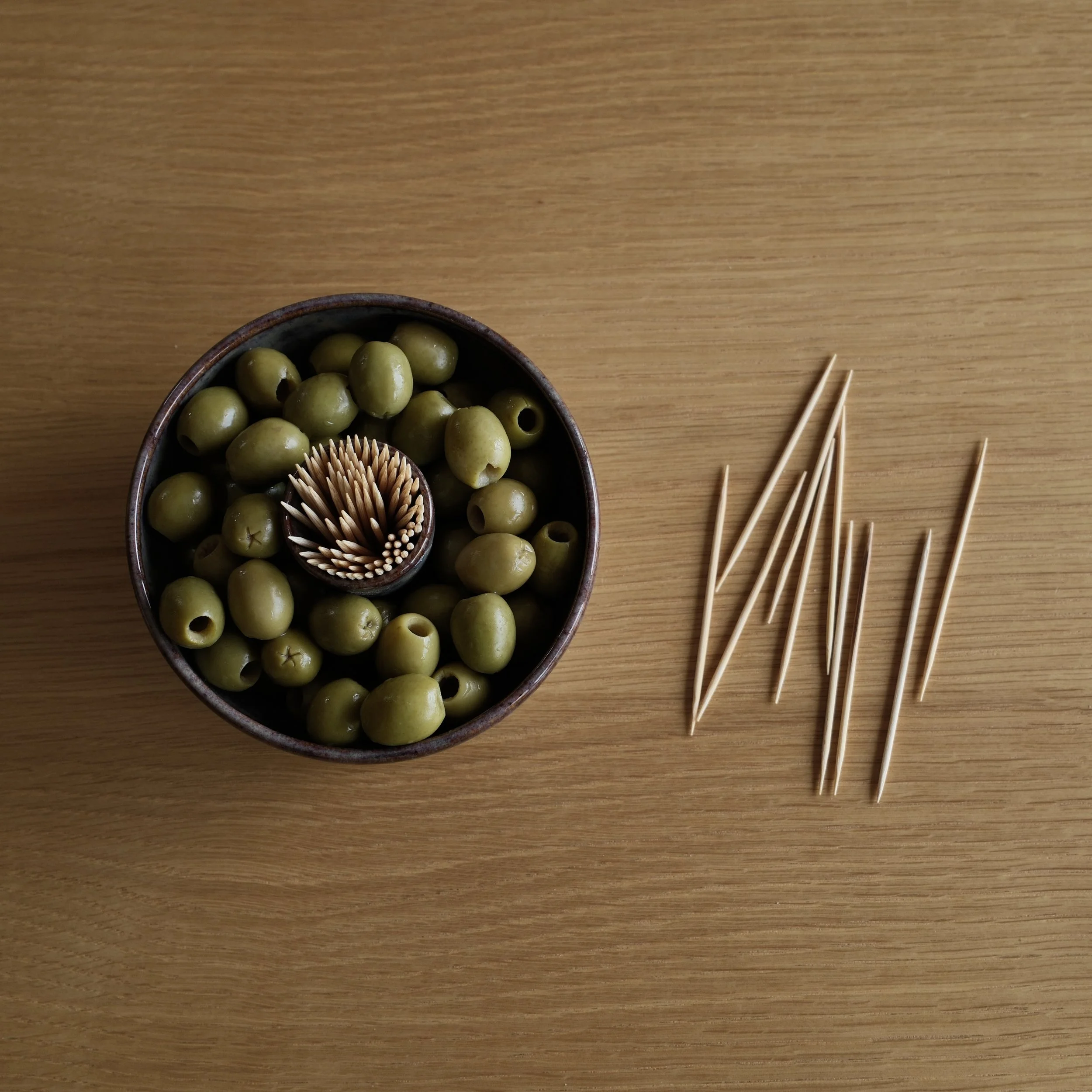 Handmade Stoneware Olive & Cocktail Stick Bowl - Burgundy Nibble Dish