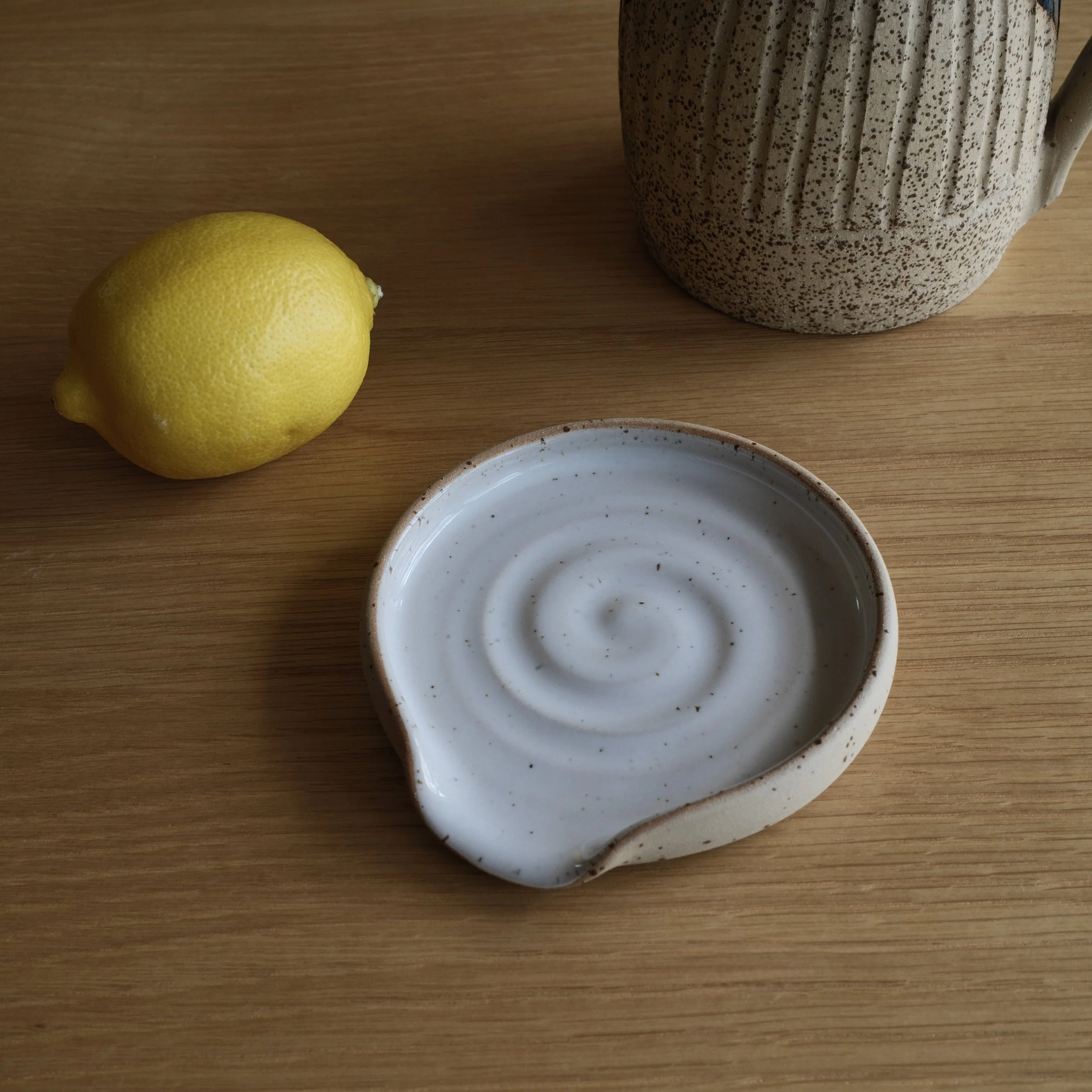 Handmade Ceramic Spoon Rest | White Utensil Holder