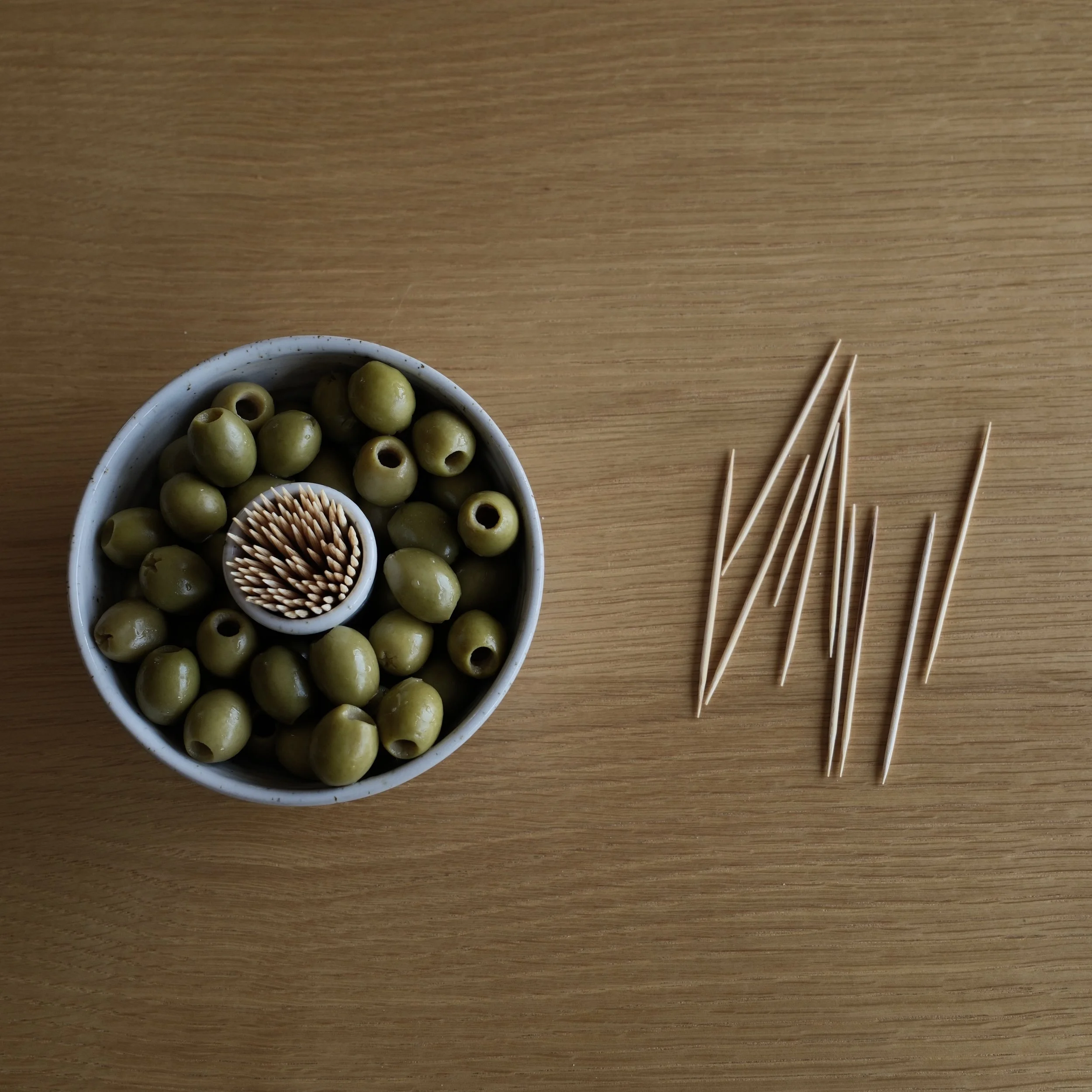 Handmade Stoneware Olive & Cocktail Stick Bowl - White Nibble Dish