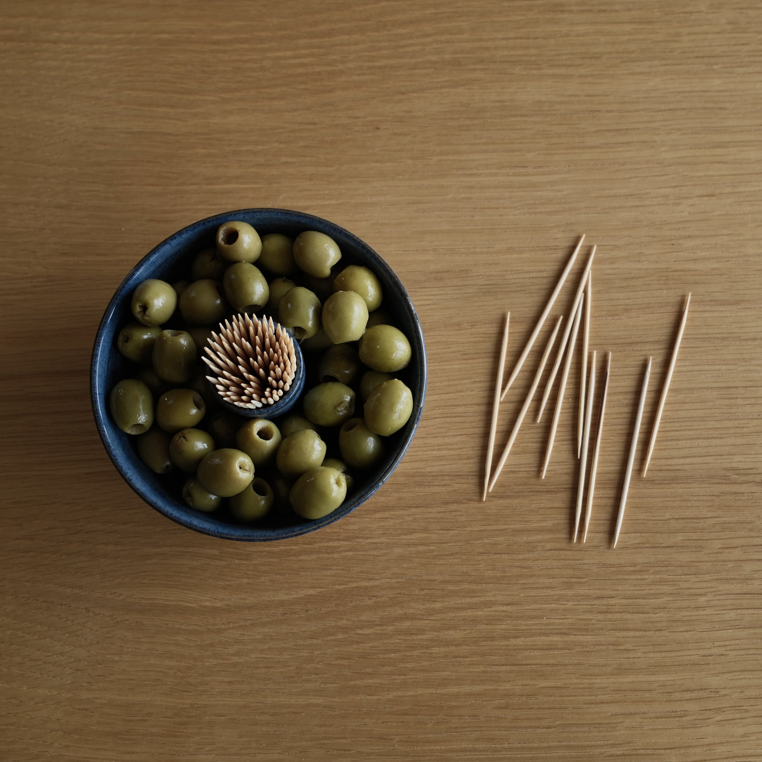 Handmade Stoneware Olive & Cocktail Stick Bowl - Blue Nibble Dish