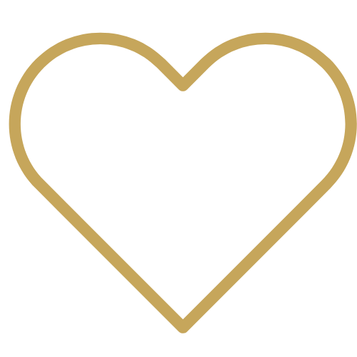 A gold outline of a heart on a black background.