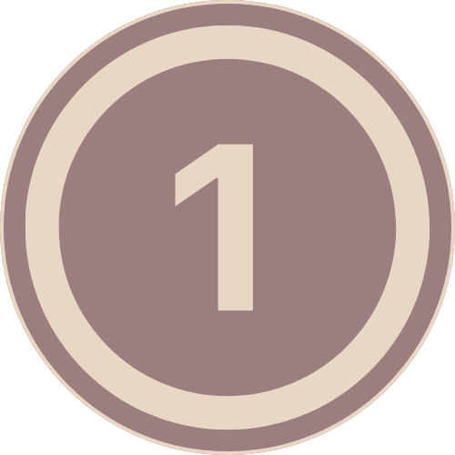 Number one icon in beige and brown colors.