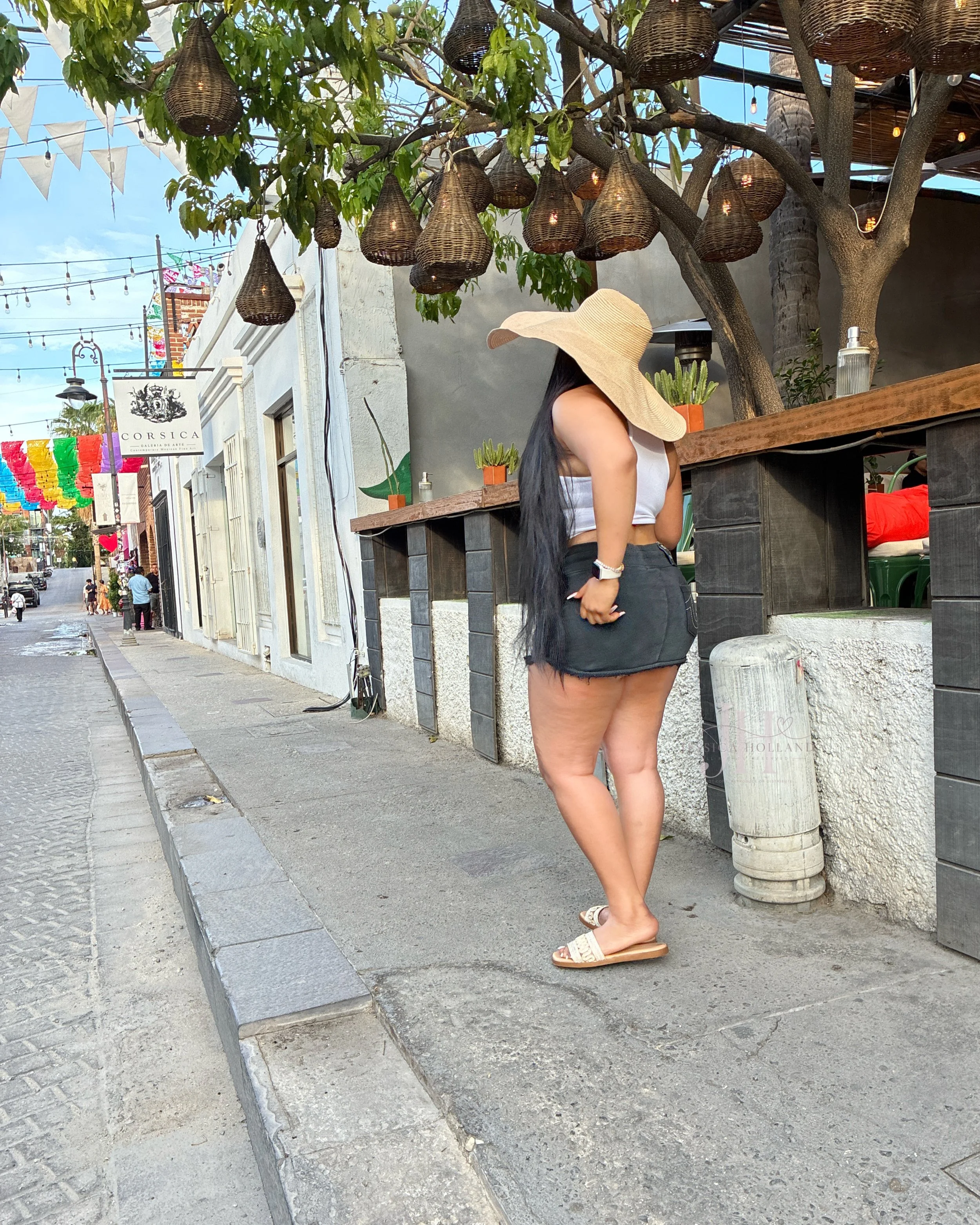 Jessica Holland in front of Corsica in downtown San José del Cabo