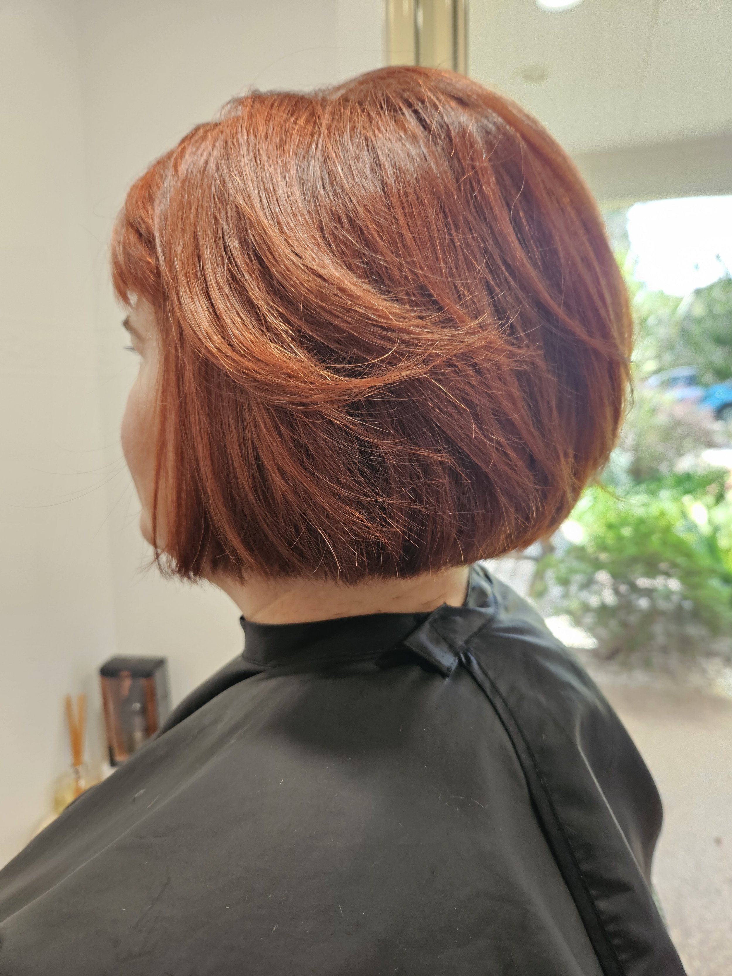 Copper bob haircut and colour transformation by Jazz Up Your Hair in Eagle Vale Sydney.