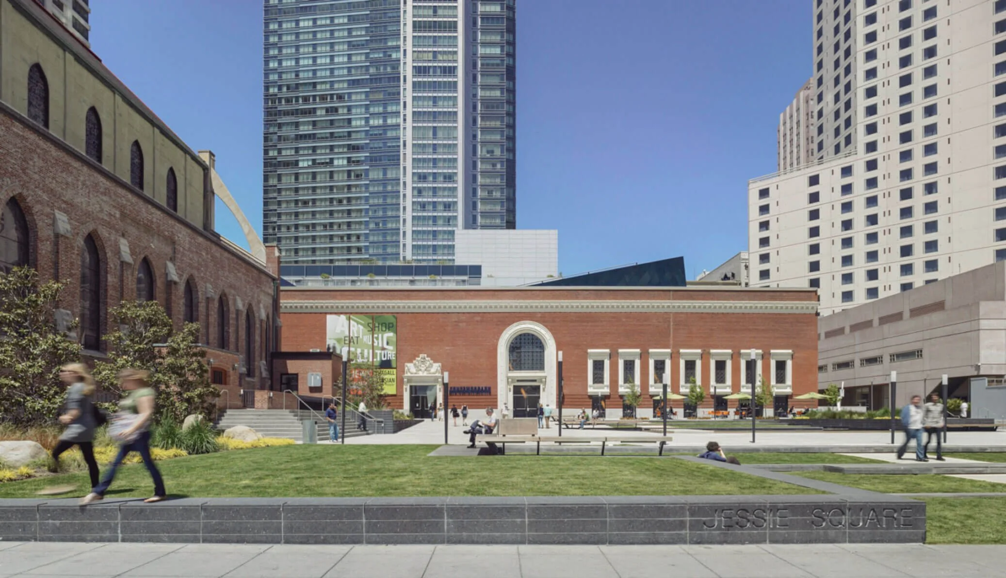 Open-air plaza at Jessie Square, downtown San Francisco