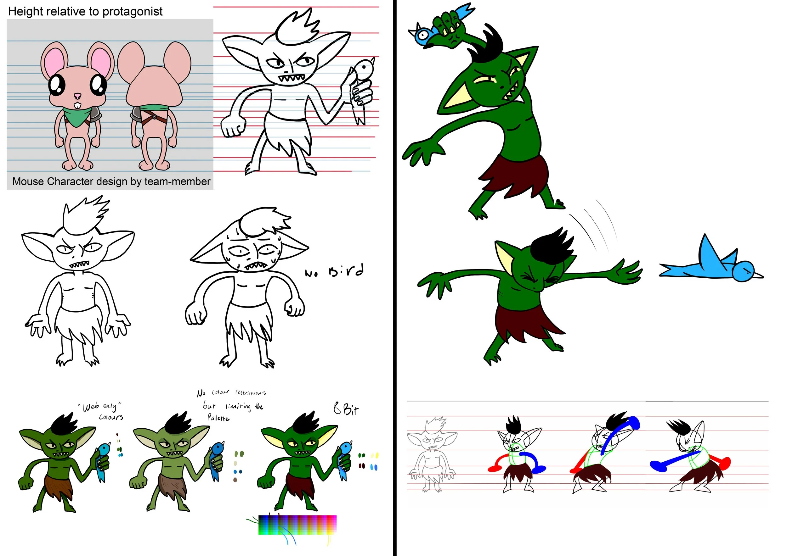 Character design work for a projectile Goblin enemy (Mouse character design developed by Mimi Trezise)
