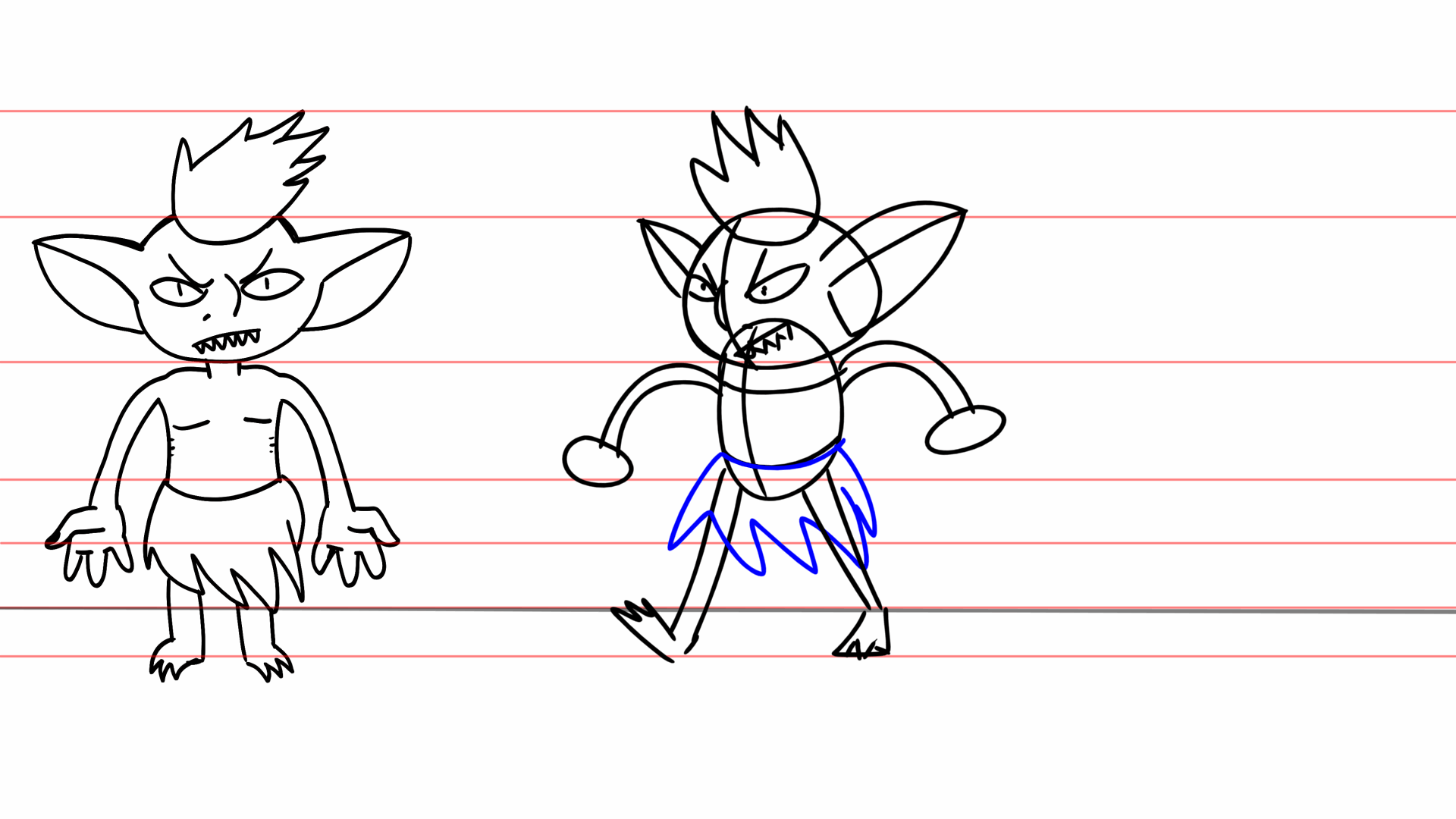 2D reference animatics for 3D animation of the projectile Goblin enemy