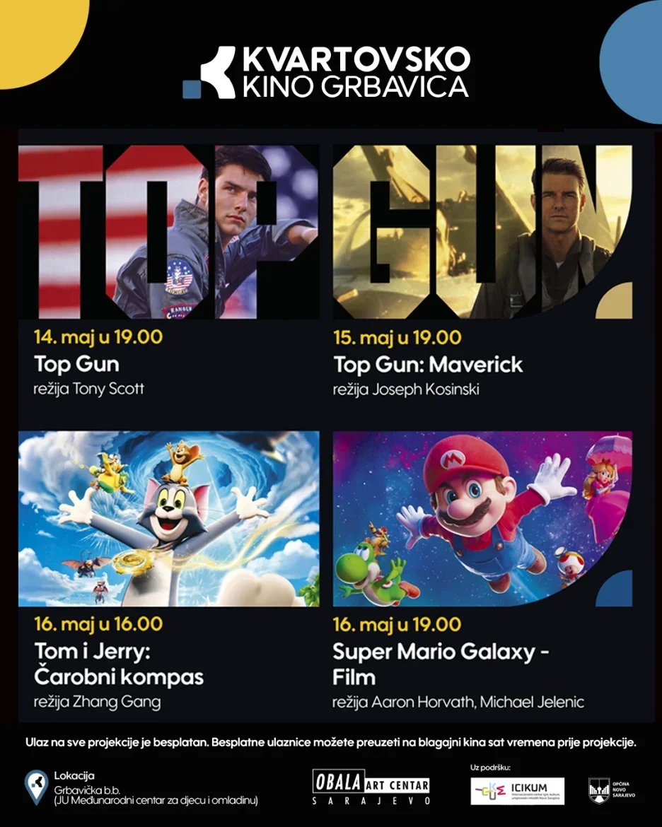 Free entry to the Kvartovsko Kino Grbavica on the occasion of the Municipality of Novo Sarajevo Day