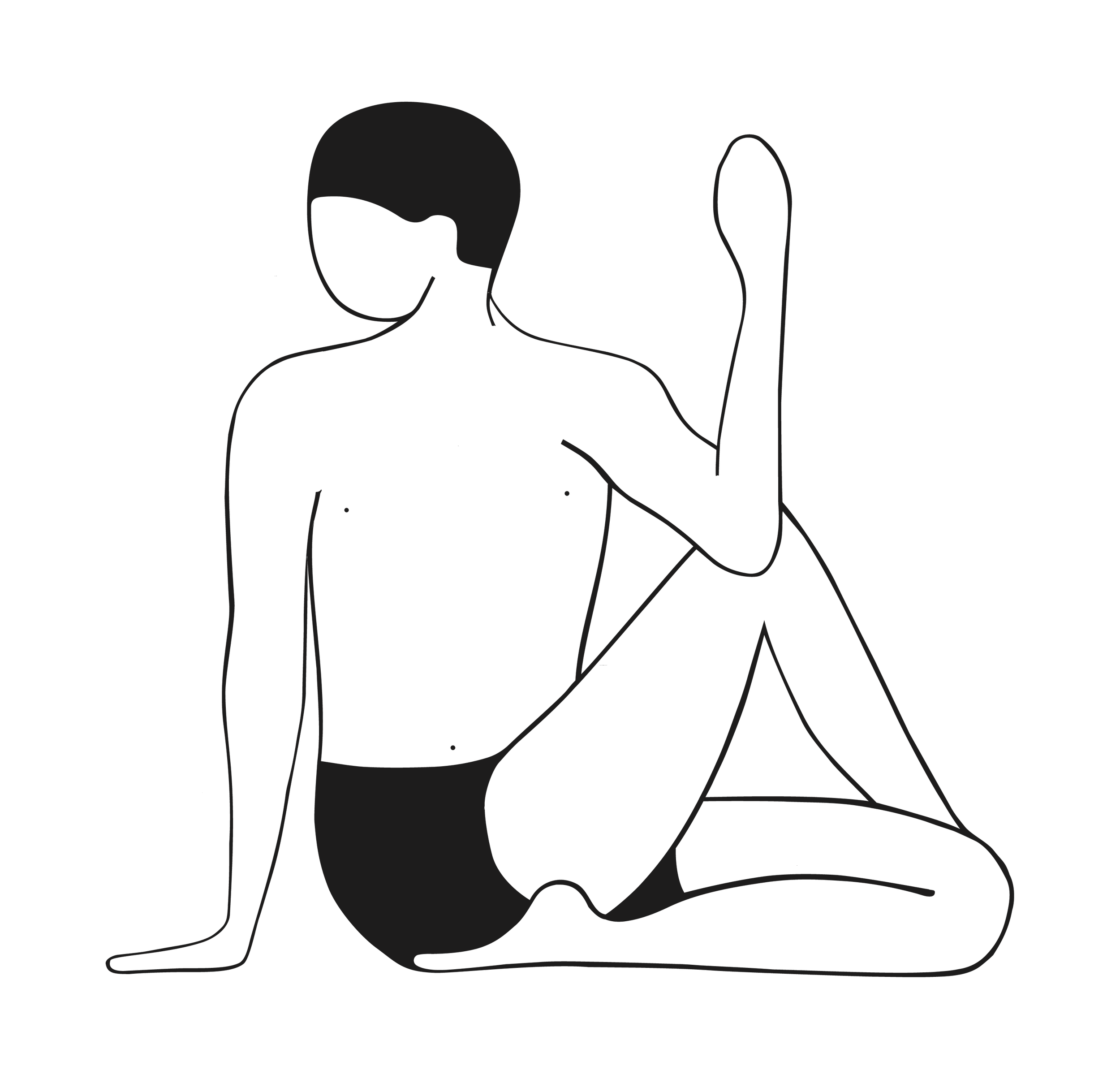 A minimalist line drawing of a person holding a fishing pole.