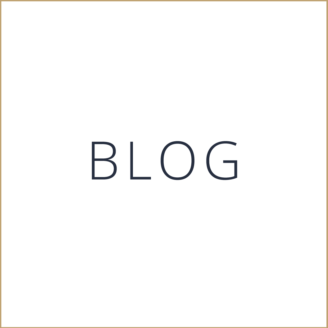 A minimalist blog icon with a white background, a faint border, and the word "BLOG" in navy blue centered on the image.