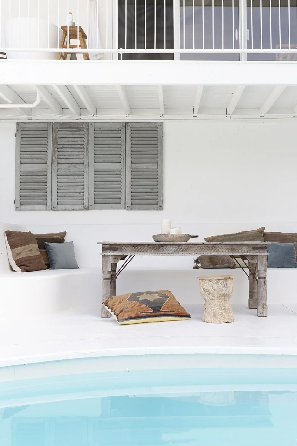 Curated Airbnb living space with elevated coastal styling details