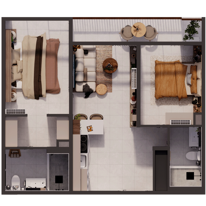 The Palm Haus Roatan - Two Bedroom plan