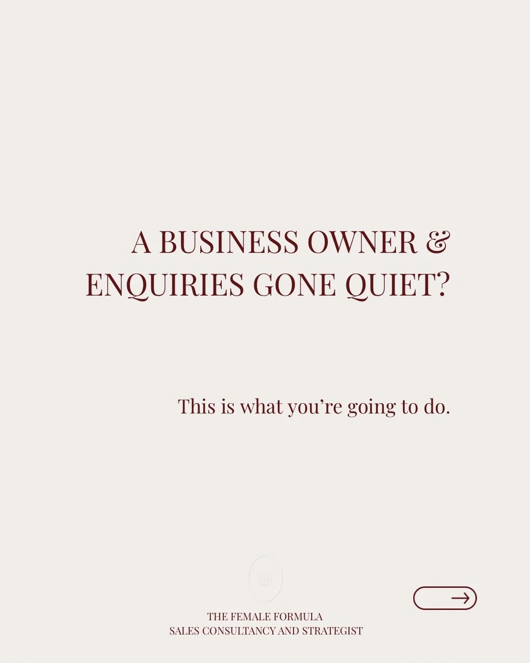 Are you a business owner and enquiries have gone quiet? 

Female founder who needs to convert more enquiries to sales? 

I want you to do this. Starting right now.

Following up leads that went cold is one of the easiest ways to bring in more sales. 