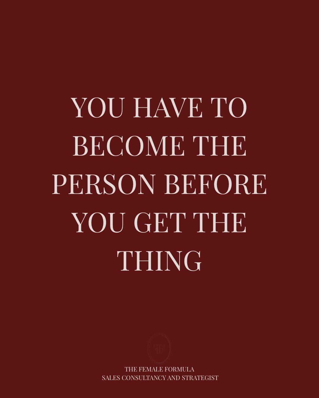This is my favourite mindset and it so applies to sales people. 

You don&rsquo;t ever get the thing and then become the person. Show me anyone who has achieved big things with a run of the mill attitude.

I don&rsquo;t know any! 

What I see from su