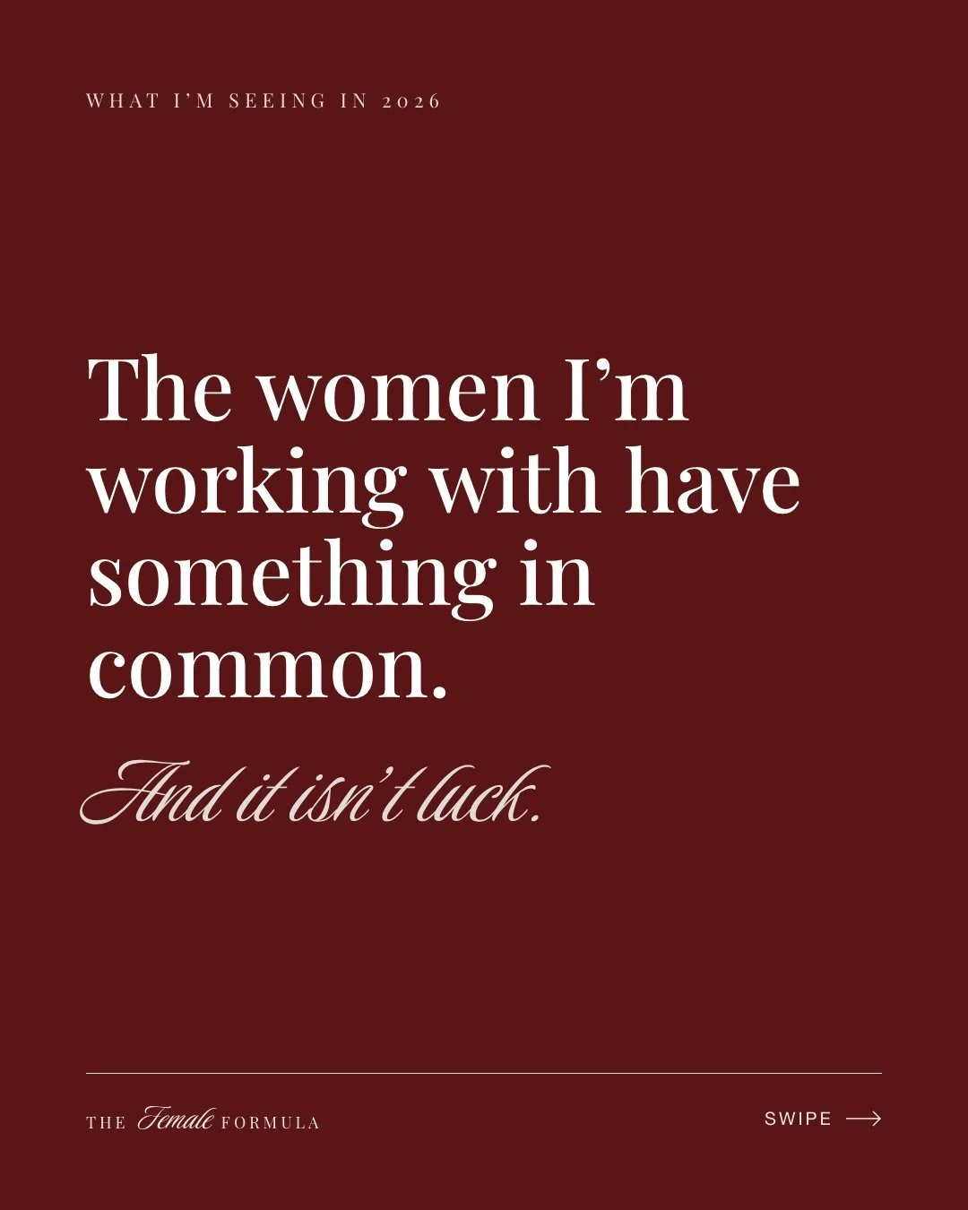 The women I&rsquo;m working with right now have something in common. And it isn&rsquo;t luck.

They&rsquo;re already successful. Six figures, solid client base, a business that works. On paper, they don&rsquo;t &ldquo;need&rdquo; help.

But here&rsqu