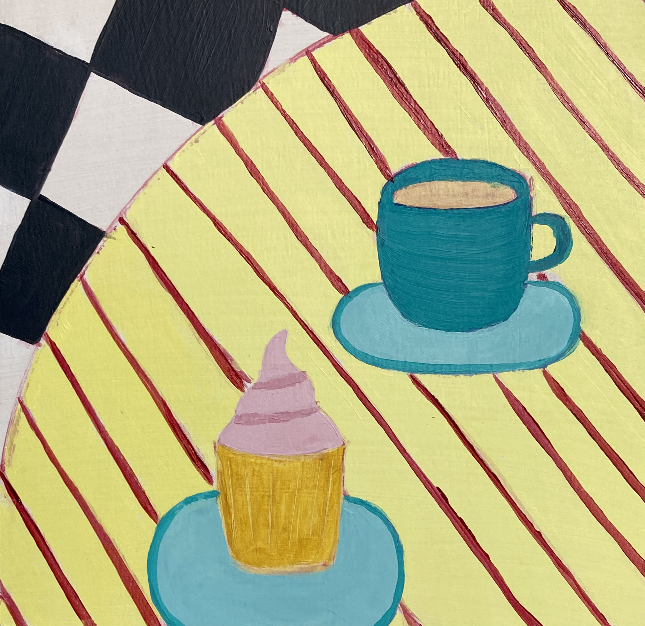 Cupcake for One. Acrylic on Wooden Cradle Panel. Framed. £350