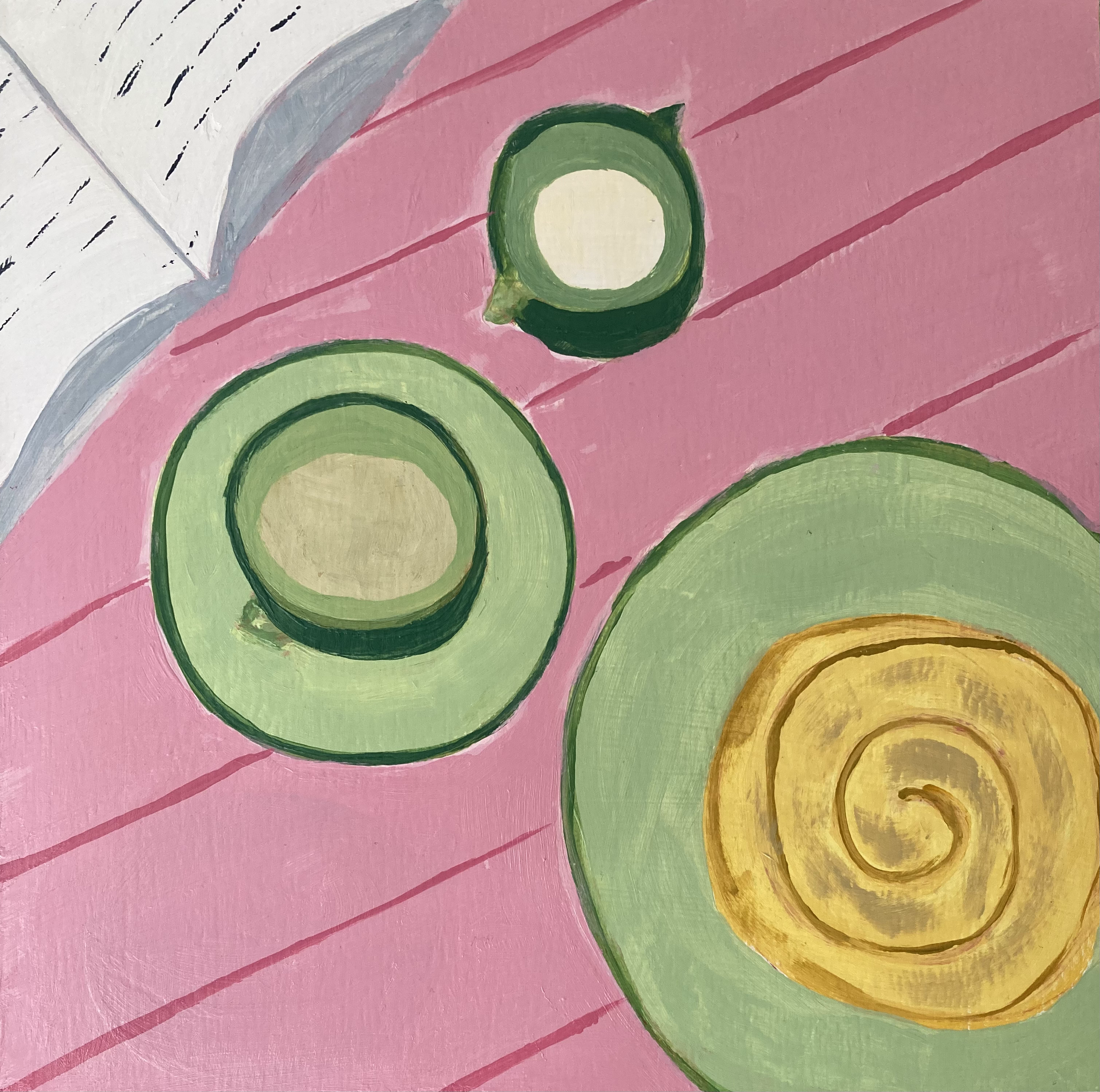 Morning Pastry. Acrylic on Wooden Cradle Panel. Framed. £350