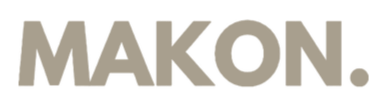 The word 'MAKON' in bold, gray letters on a black background.