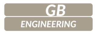 Gray sign with black text reading 'GB' and 'Engineering' underneath.