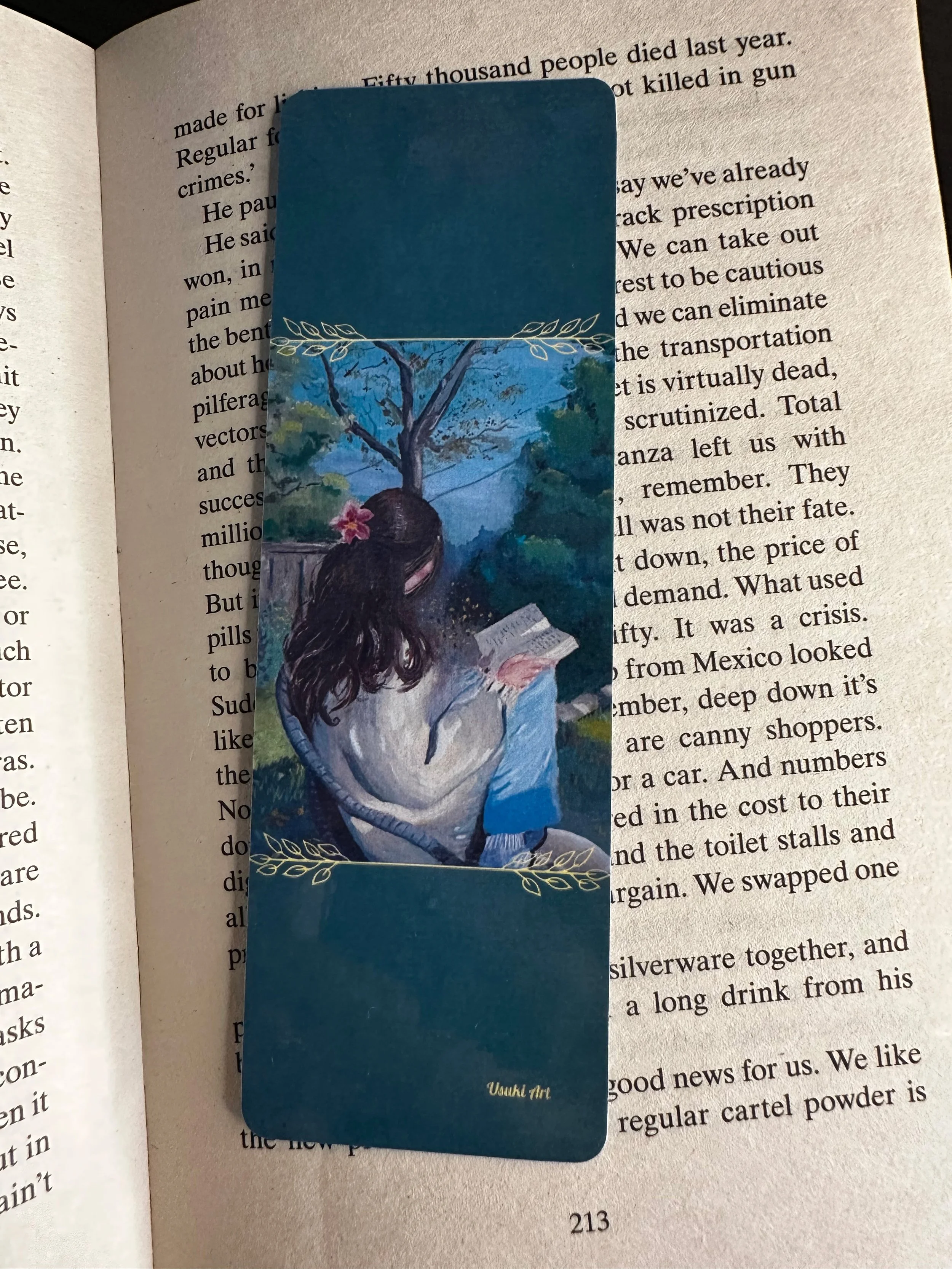 Serene Reading Scene Artistic Bookmark