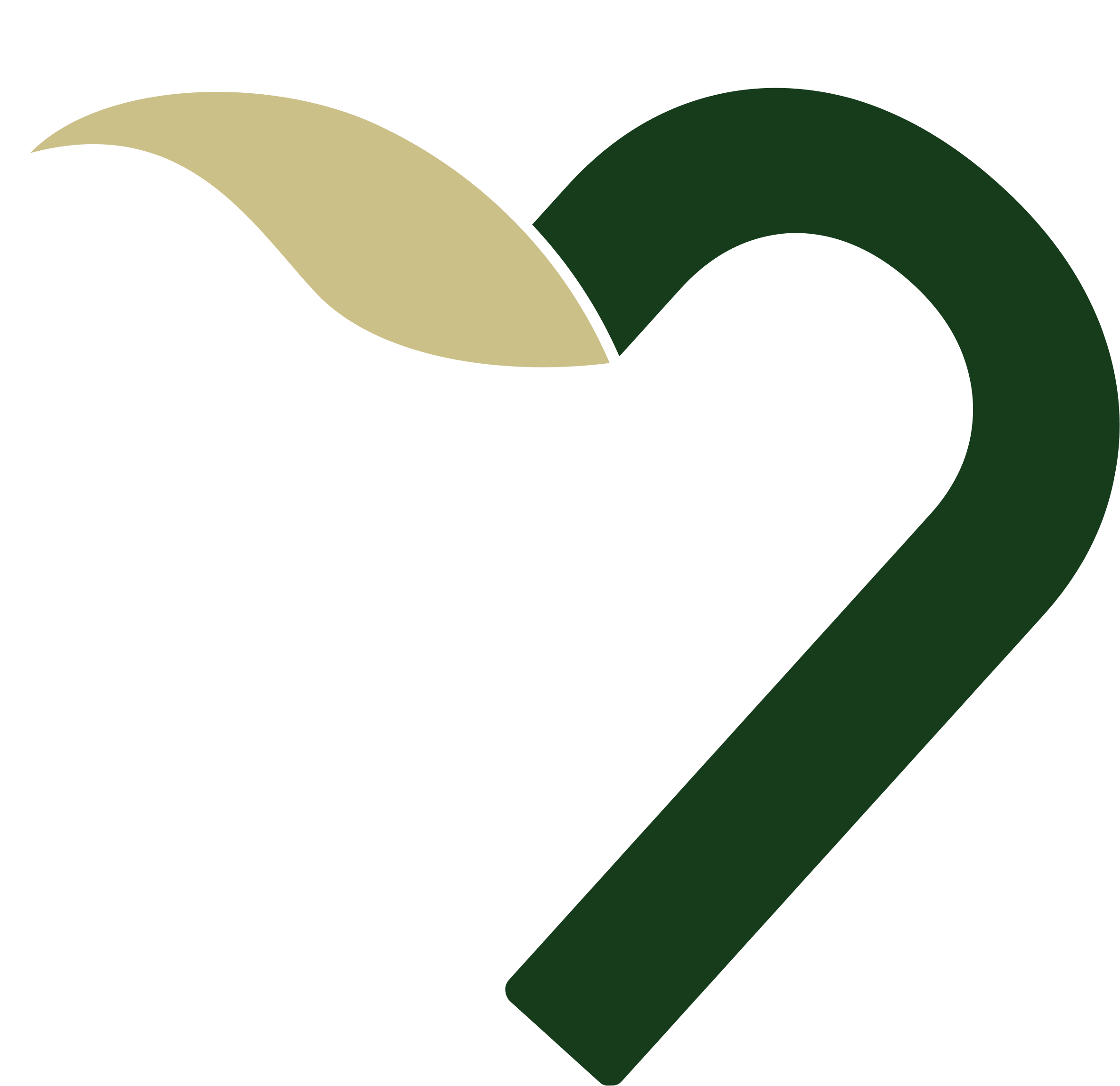 jamu logo which is a half heart in dark green color, accompanied by a sand-tone colored leaf. Symbol of vitality and well-being