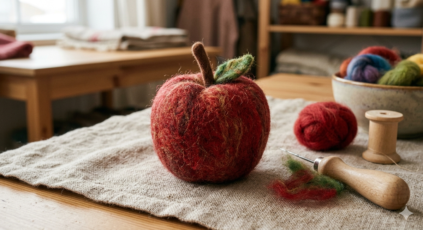 Handcrafted Felted Wool Apple