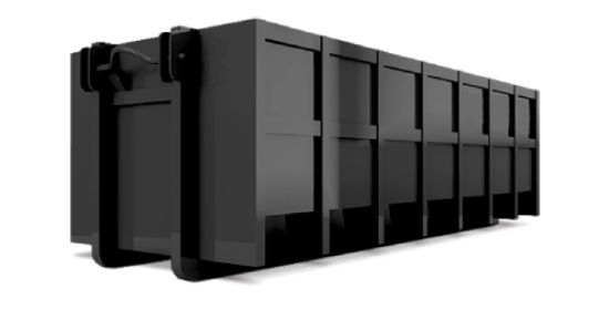 Large black industrial container or dumpster